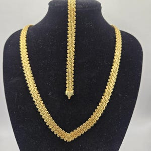 Vintage Gold Plate Sterling Silver 925 Riccio Necklace Bracelet Set 43g