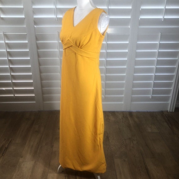 Vtg 70s Handmade Sleeveless Gold Mustard Yellow A… - image 3