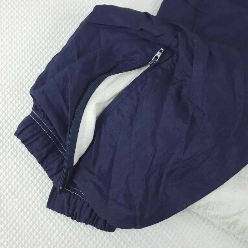 Vintage 90s Sergio Tacchini Nylon Joggers Track Pants 44 EU XL US White Blue