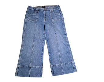 Vintage Y2K Wide Leg Denim Jeans Women Size 12 Blue
