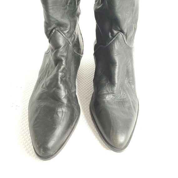 Vintage 80s Black Leather Bootalinos Mid Calf Boo… - image 5