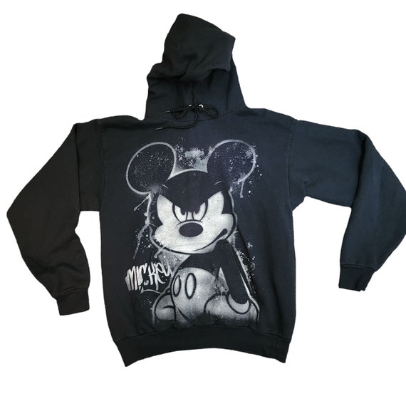Vintage Y2K Disneyland Graffiti Mickey Mouse Hoodie Sweatshirt Mens Size M Black Etsy UK