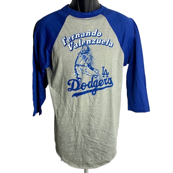 Vintage 80s Mens LA Dodgers Baseball Shirt M Grey Valenzuela 