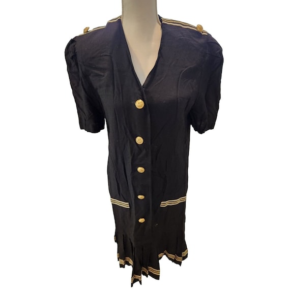 black shirt dress gold buttons L'AGENCE Cosette Shirt In Black/Gold main image 1