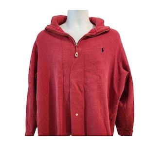 Vintage 90s Polo Ralph Lauren XL Quarter Zip Red Pullover Sweater Sweatshirt
