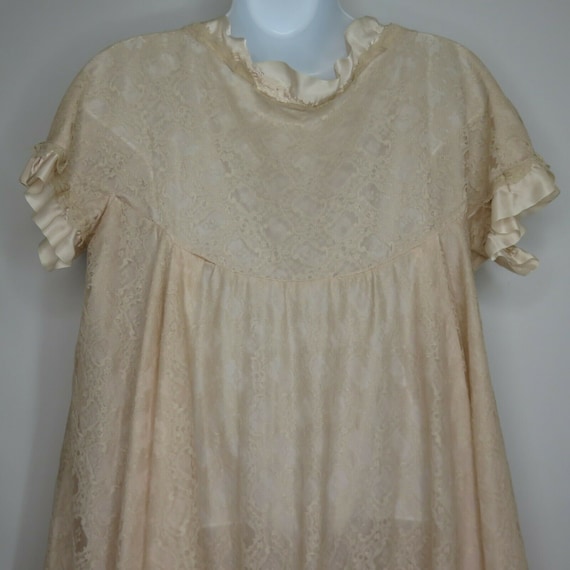 Vintage 50s Blush Pink Taffeta Lace Overlay Dress… - image 10