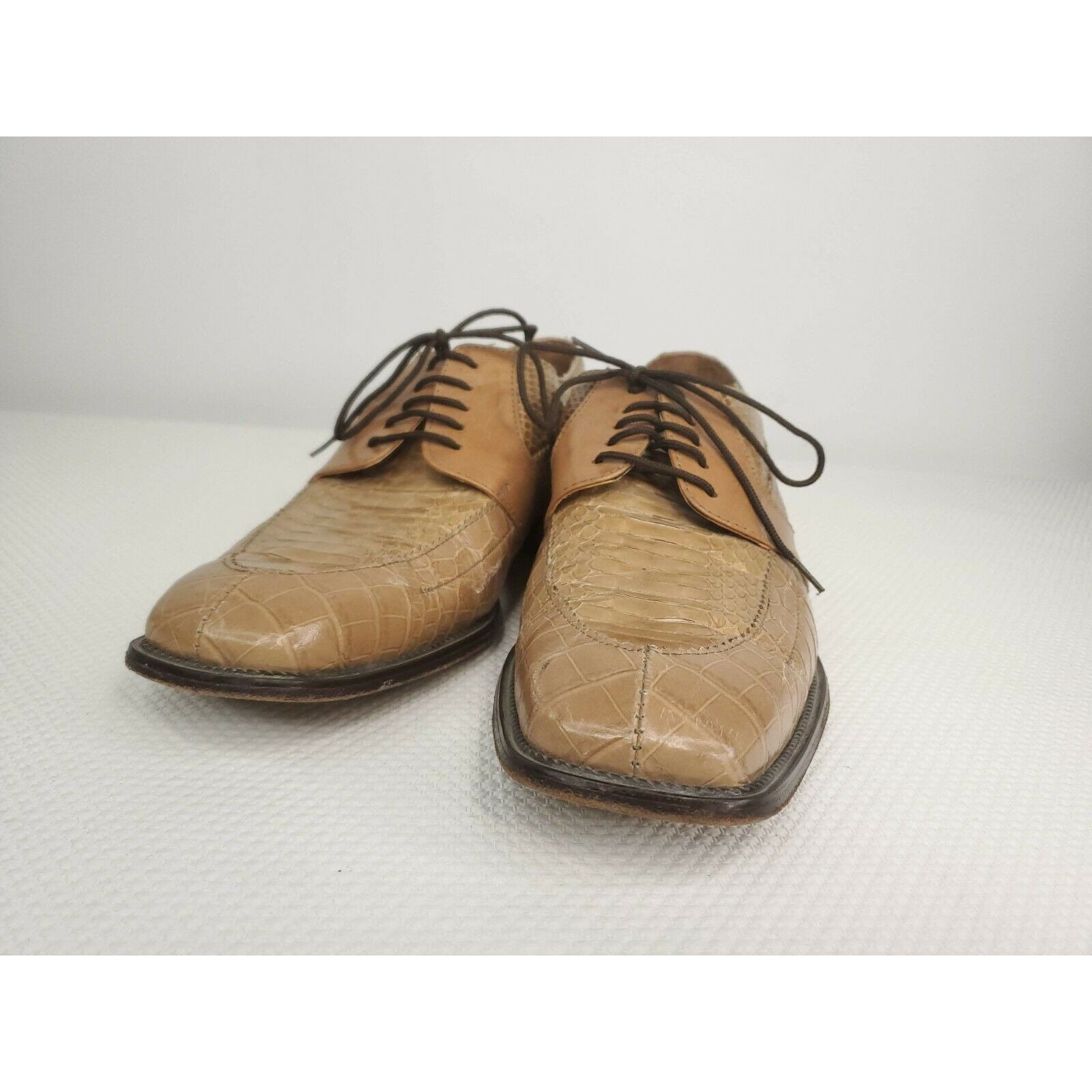 (0000) Stacy Adams Men\'s Classic Oxford Snake Skin Dress Shoes, Sz 10.5  Brown Stacy Adams Mens 11.5 M Brown Genuine Snakeskin Leather  main image 2