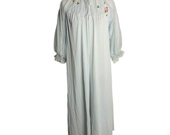 Vintage 50er Jahre Kleid, Peignoir, Hausmantel, Morgenmantel, blau, Nylon, Chiffon gefüttert