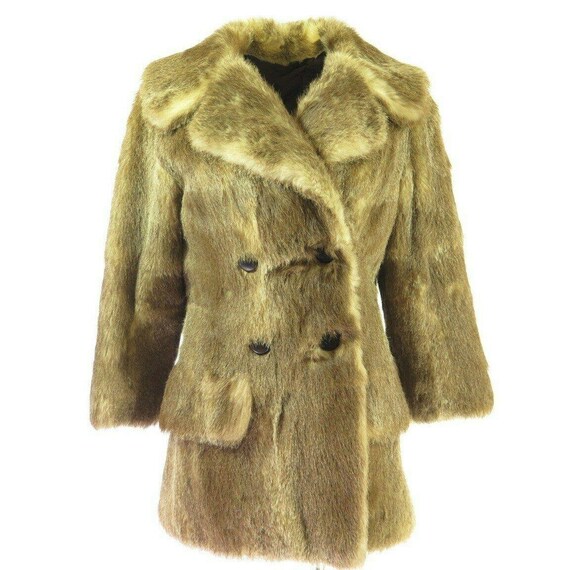 Vintage 90s Real Beaver Fur Coat S Brown Double B… - image 1