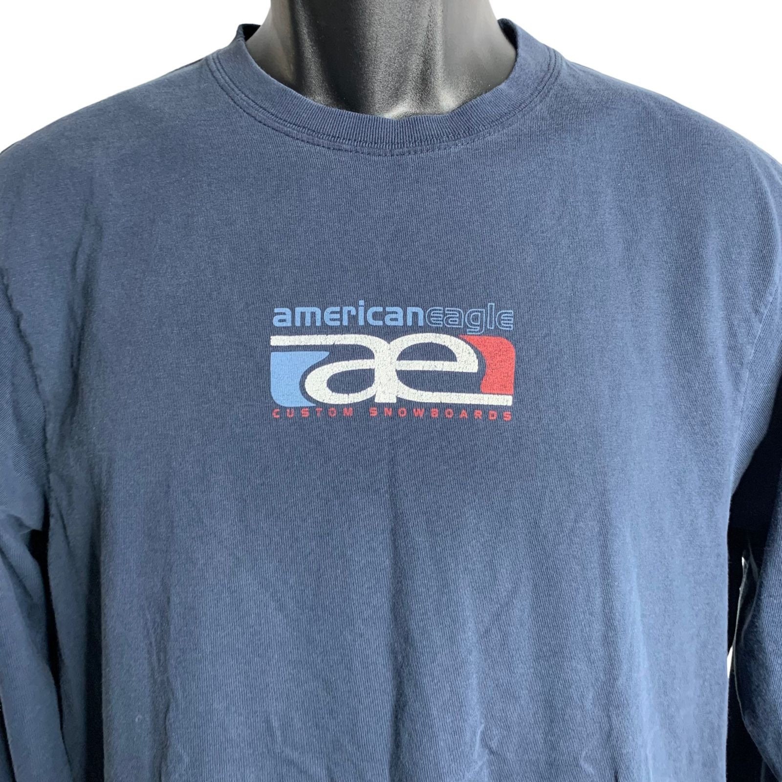Vintage 90s American Eagle Crewneck Tshirt M Blue Long Sleeve 