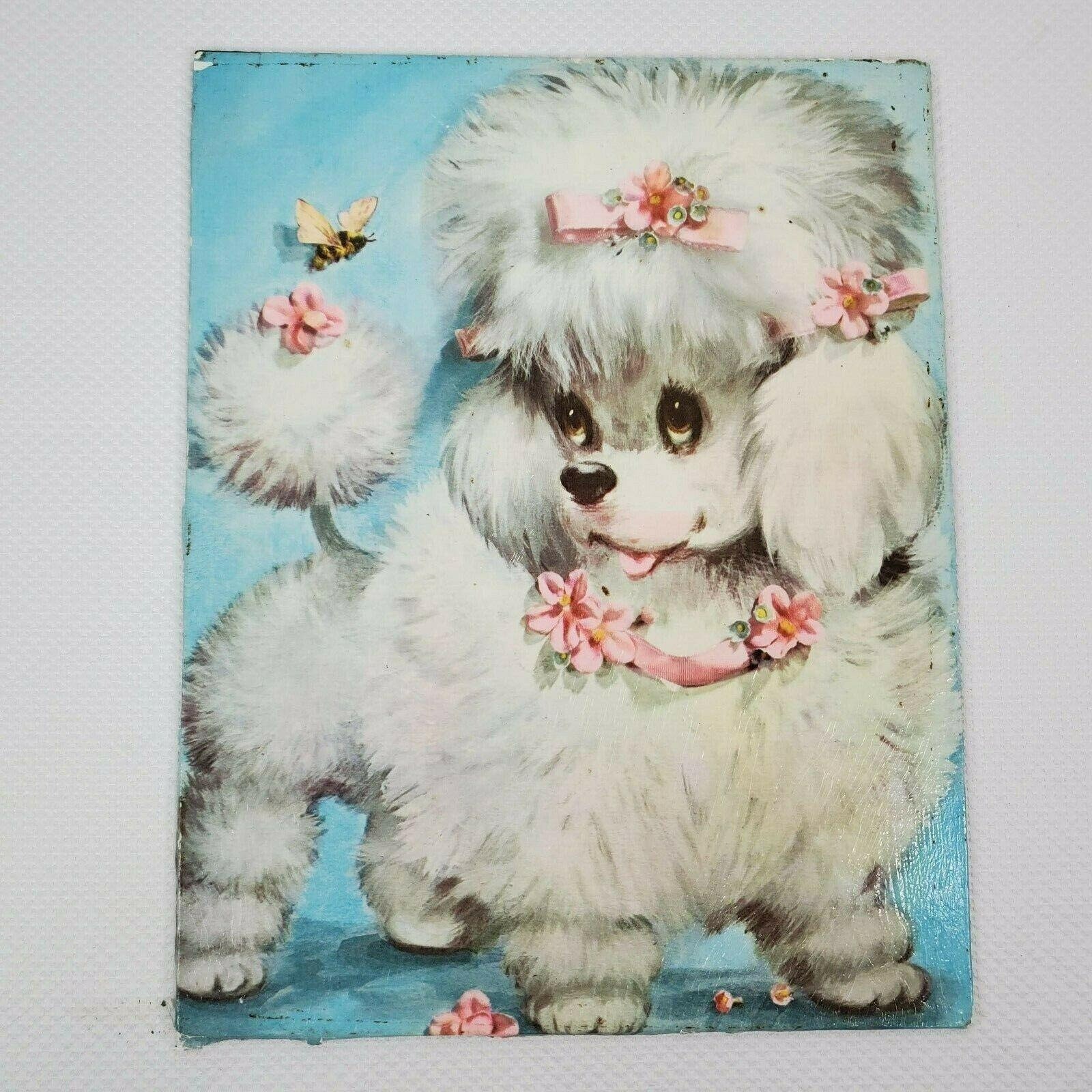 BABY MIX POODLES Pink Blue White Dog Retro Kitsch Dress It Up Craft Buttons