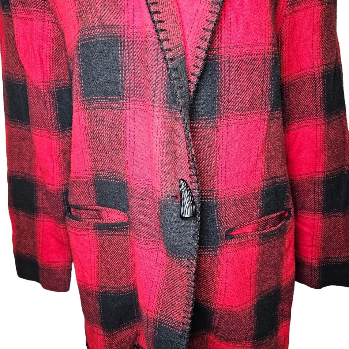Vintage 90s David Paul New York Blazer Jacket Womens Size M Red Buffalo Plaid, Foto 3 von 5