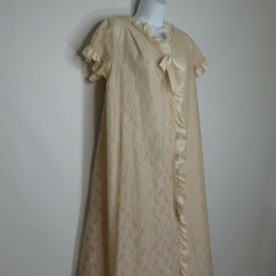 Vintage 50s Blush Pink Taffeta Lace Overlay Dress… - image 3