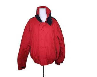 Vintage 80s Eddie Bauer Goose Down Puffer Ski Jacket Mens Size XL Red