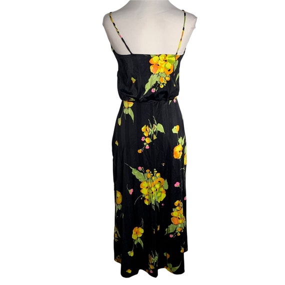 Vintage 60s DeWeese Swim Sun Dress S Black Floral… - image 4