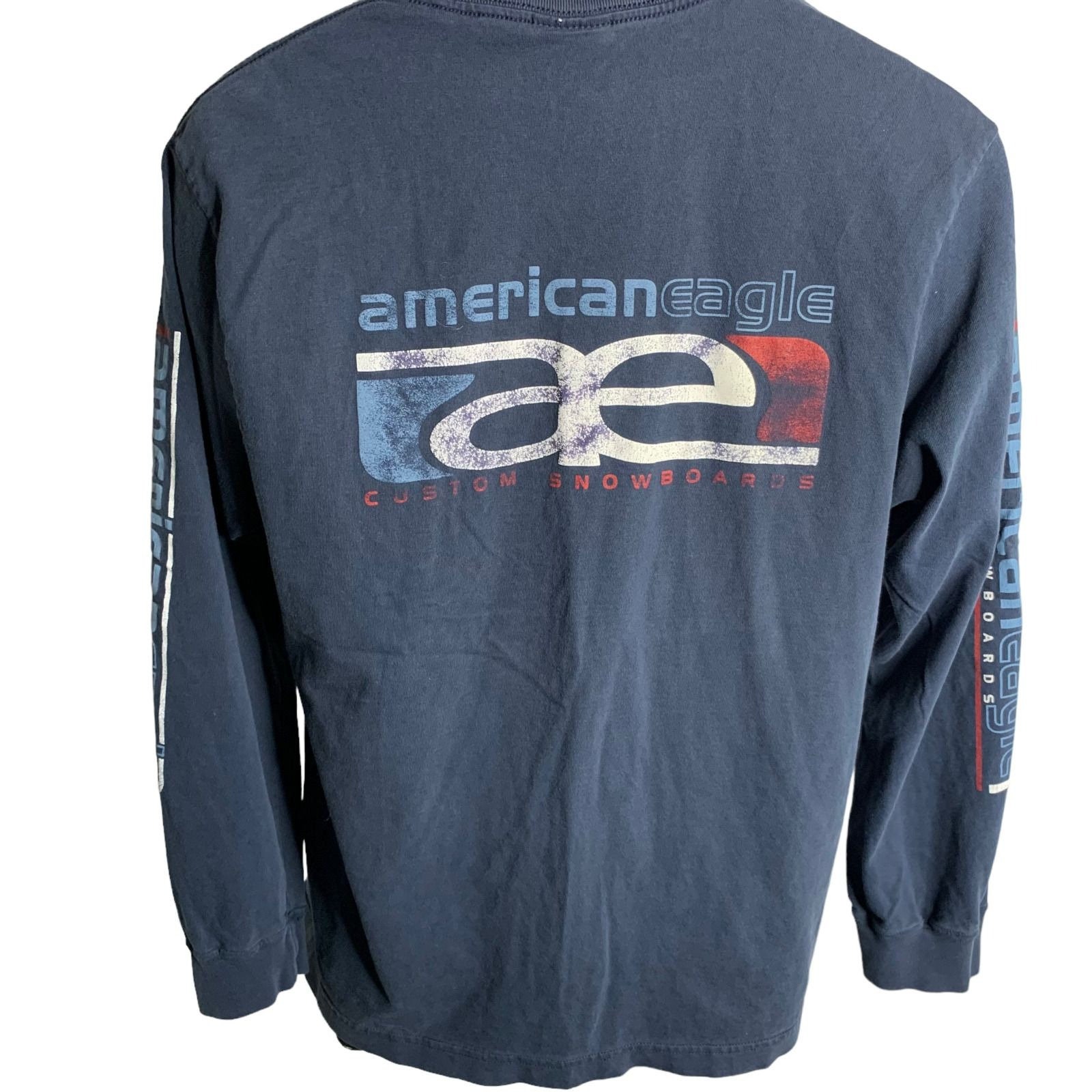 Vintage 90s American Eagle Crewneck Tshirt M Blue Long Sleeve