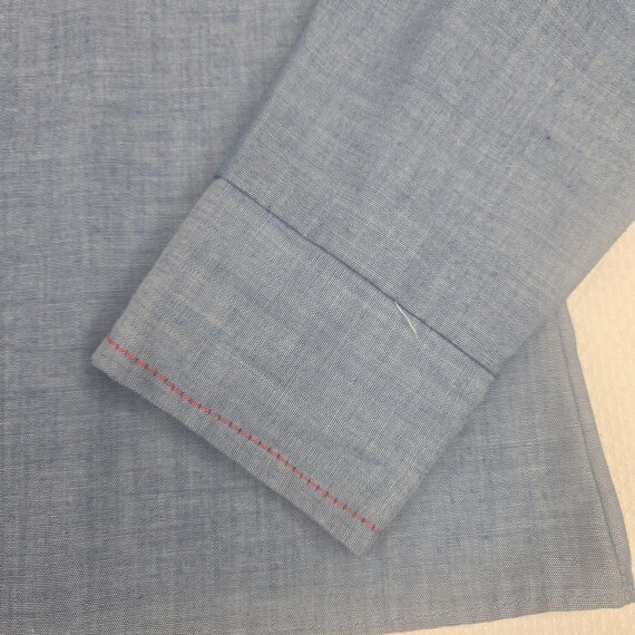 Vintage 70s Embroidered Shirt Womens Small Blue T… - image 9