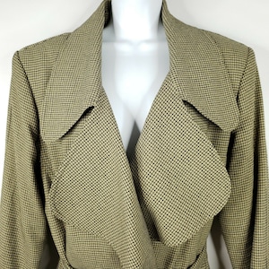 Vintage Eva Polini Full Length Belted Overcoat 10 Beige Black Check Made In USA