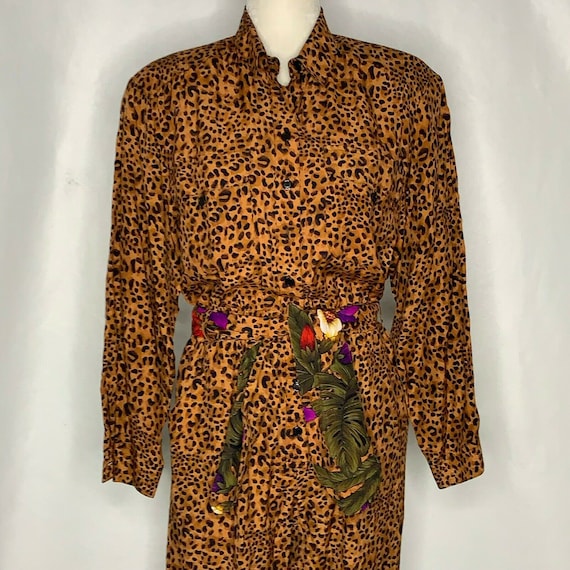 Vintage 90s Jumpsuit Jacket Set 10 Petite Leopard