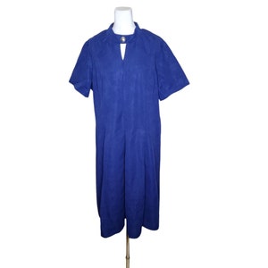 Vintage 60s Short Sleeve Shift Dress Womens Size 2XL Blue Mod A-Line Volump
