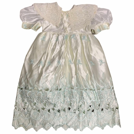 Infant Formal Baptism Gown 12m Ivory Cutout Lace … - image 5