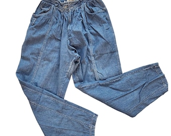 Vintage 80s Chaus Denim Jeans: High Waist Baggy Tapered Leg (S)