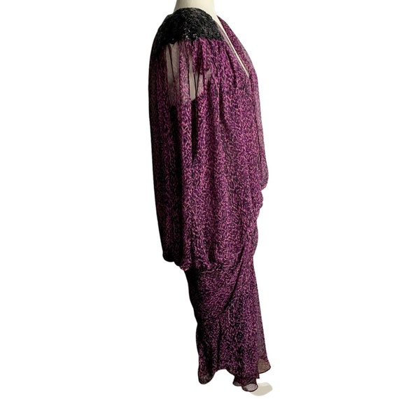 Vintage 80s Beaded Dropped Waist Dress S Purple S… - image 6