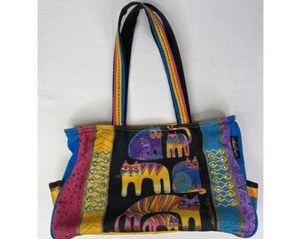 Laurel Burch Small Canvas Purse Tote Bag Handbag Global Spirit