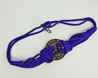 80s Thick Braided Belt Royal Blue Purple Rope 80s Thick Braided Belt in Royal Blue Purple Rope Mermaid  main image 2