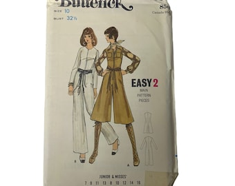 Patrón Butterick 6053 vintage de los años 70 para mono de dos largos sin cortar para señoritas de 7 a 16 años