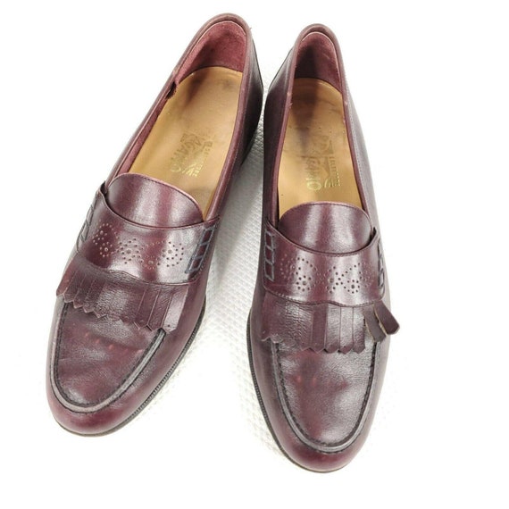 Vintage Salvatore Ferragamo Mens Loafers Burgundy Cor… - Gem