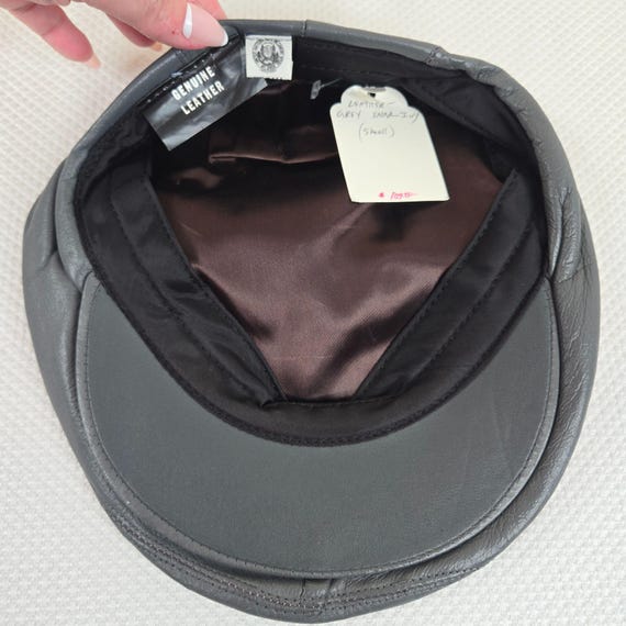 Vintage 70s Genuine Leather Flat Newsboy Cabbie Cap Hat  display picture 2
