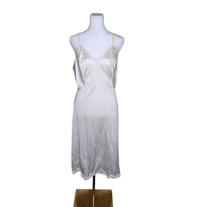 Vintage 70s Sears Tall Length Satin Slip Nightgown Sexy Long Women Sz 40 White