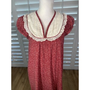 VTG 70s Lola Jrs. Hawaii Red Floral Hippie Chic Prairie Maxi Dress Eyelet Small