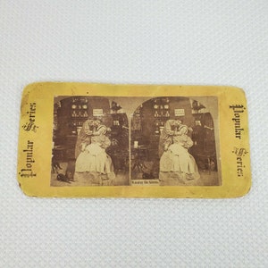 Antique Stereoview Card Popular Series General Store Winning The Gloves