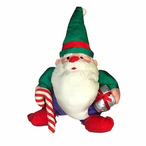 Vintage Santa Claus Nylon Plush Stuffed Toy Doll 20&quot; Puffalump Candy Cane