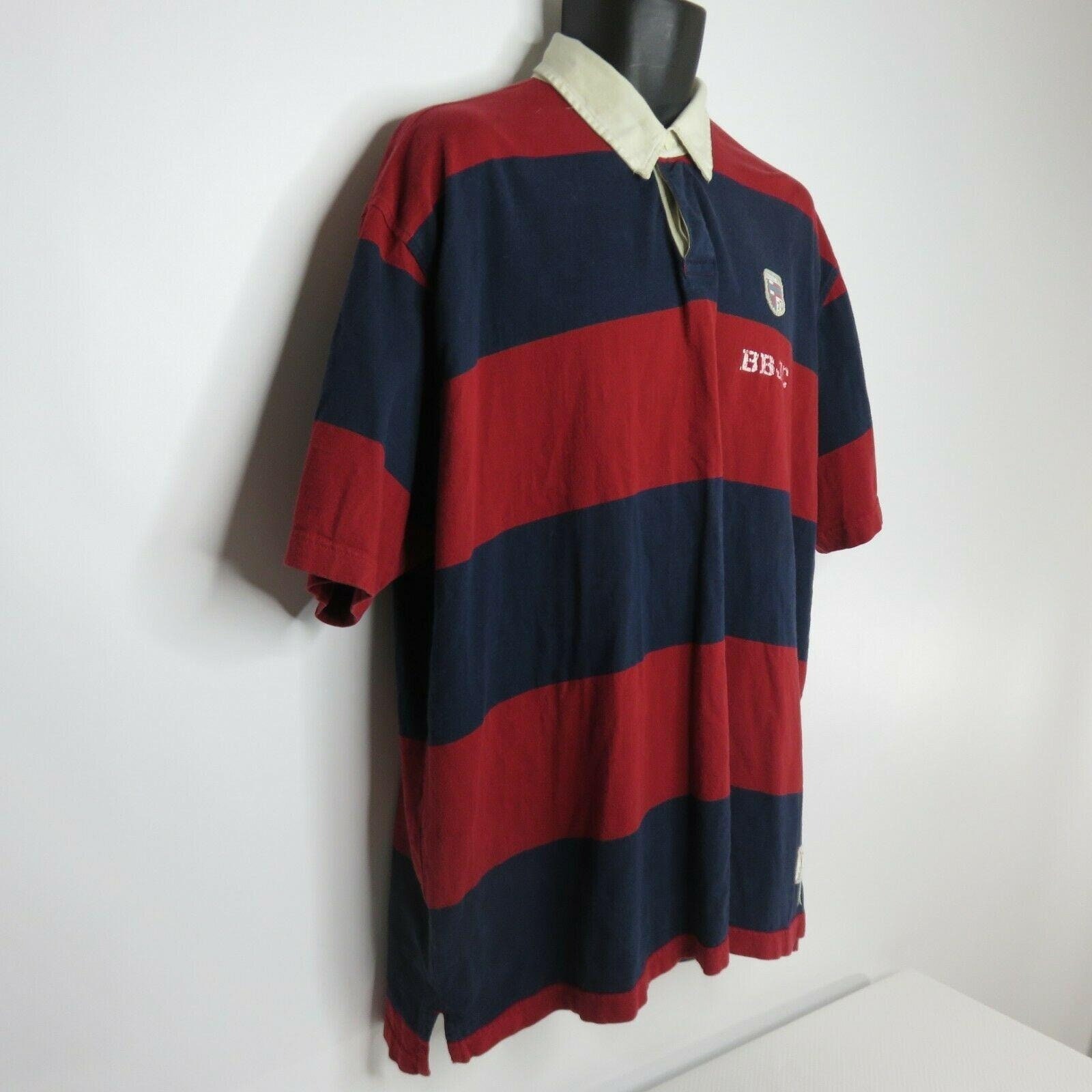 90s red × navy border rugger shirt Vtg 90s Tommy Hilfiger Athletic Flag Striped Polo Rugby