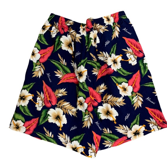 Vintage Hawaiian T Shirt Shorts Set XL Cream Flor… - image 8