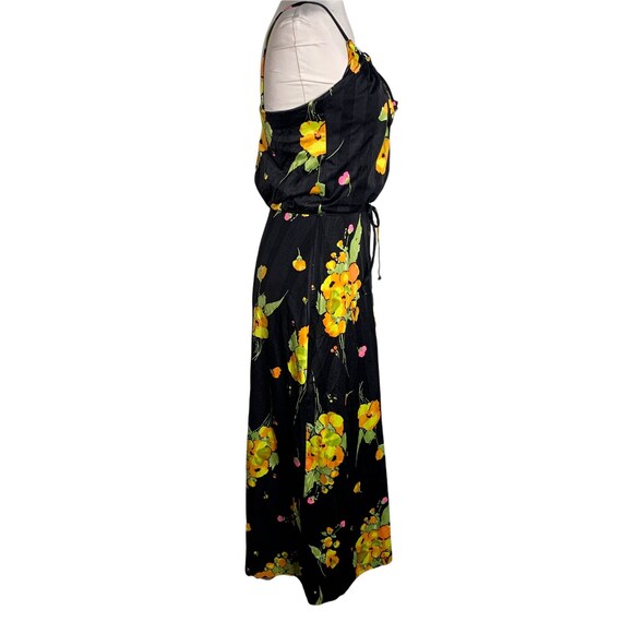 Vintage 60s DeWeese Swim Sun Dress S Black Floral… - image 3