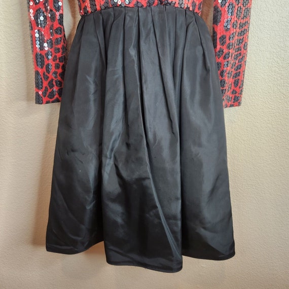 Vintage Chetta B Red Black Taffeta Sequin Dress S… - image 5