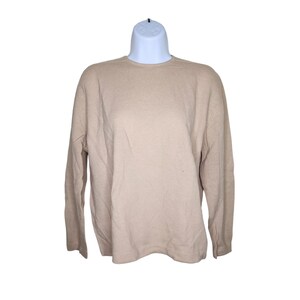 Vintage 60s Mod Cropped Sweater Womens Size XL Beige Rear Zipper Wool Pinup