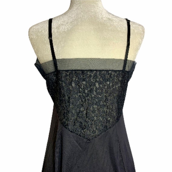 Vintage Nylon Full Length Slip M Black Lace Inser… - image 7