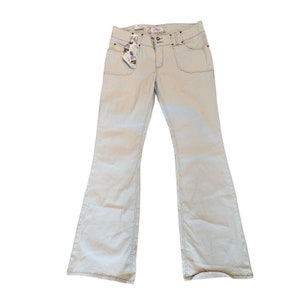 New Vintage 90s Plugg Khaki Tan Bermuda Jeans Size 11 Low Rise Flare
