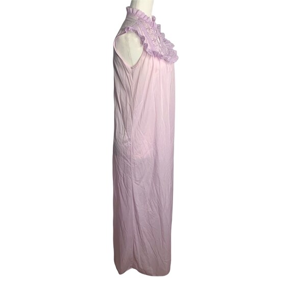 Vintage 80s Nylon Lingerie Nightgown S Purple Sle… - image 6