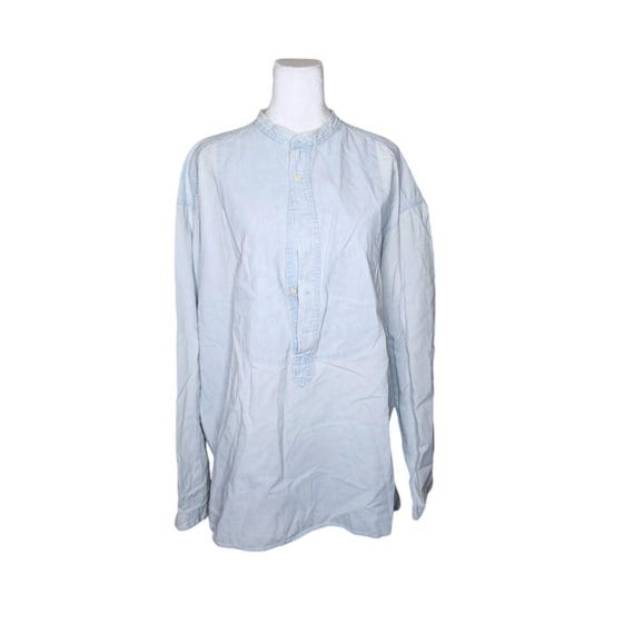 Vintage 90s GAP Long Sleeve Banded Neck Pullover Denim Shirt