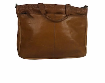 Vintage Latico Cuero Maletín Laptop Bolsa Tan Camel Top Grain