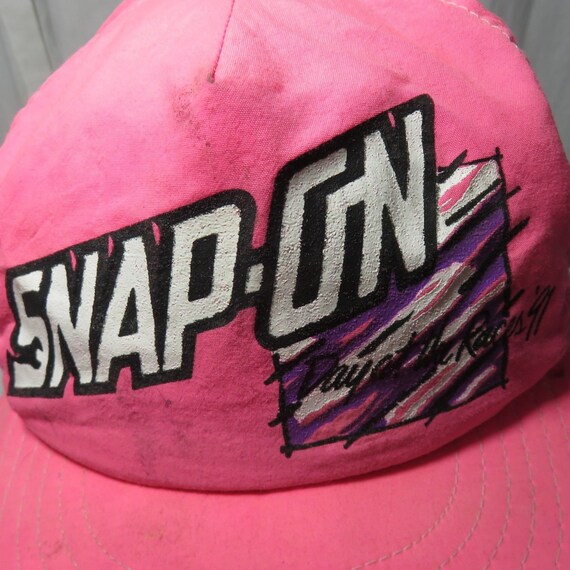 Vtg Pink Neon Snap On Tools Day At The Races Hat Cap Gem