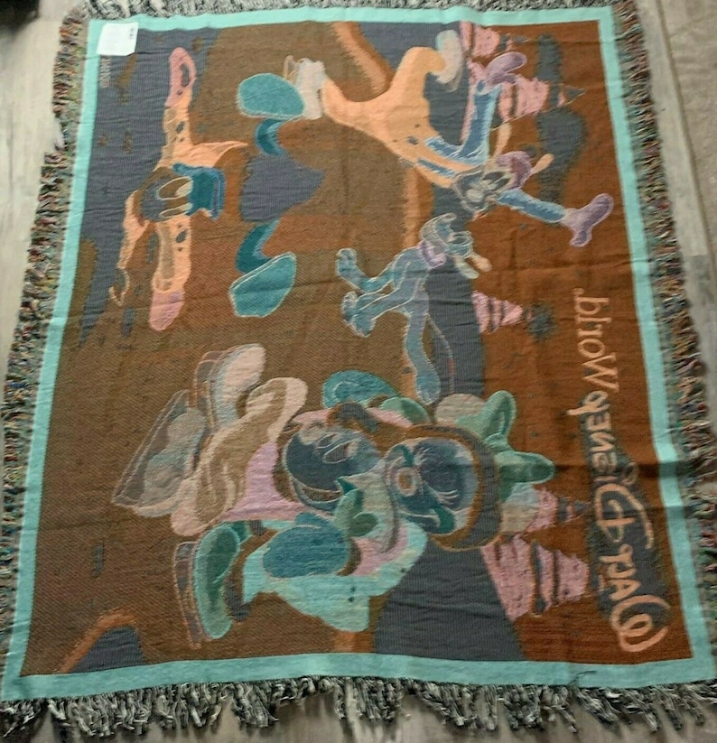 Walt Disney World Tapestry Throw Blanket Fringed Mickey Minnie Etsy