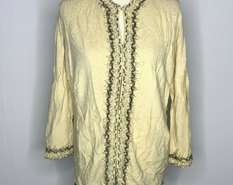 Vintage 50s Beaded Cardigan Sweater M Cream Angora Lambswool For Repair