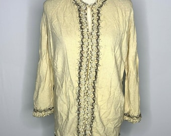 Vintage 50s Beaded Cardigan Sweater M Cream Angora Lambswool For Repair